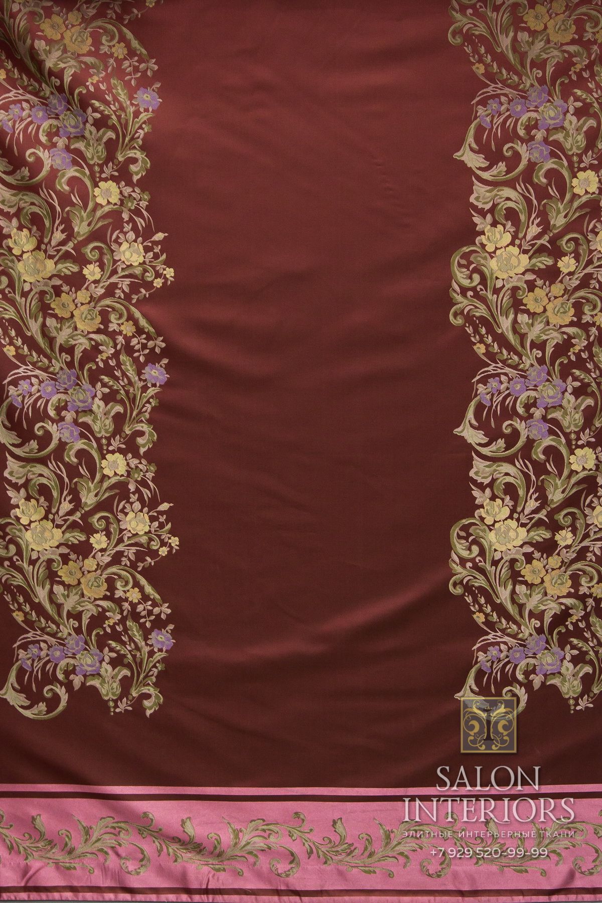 Ткань МАНУЭЛЬ Панно Арт SILK-3 Цвет Бордо разм 140*320см Италия